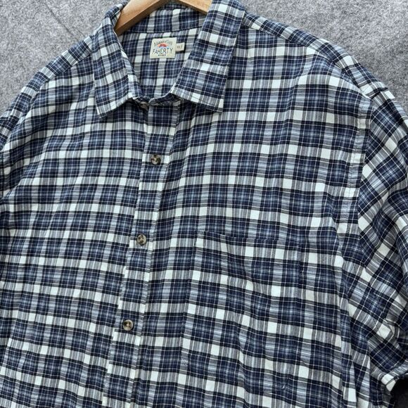 Faherty Mens Plaid Long Sleeve Button Up Shirt Size XXL Blue Lightweight Preppy - Picture 5 of 9
